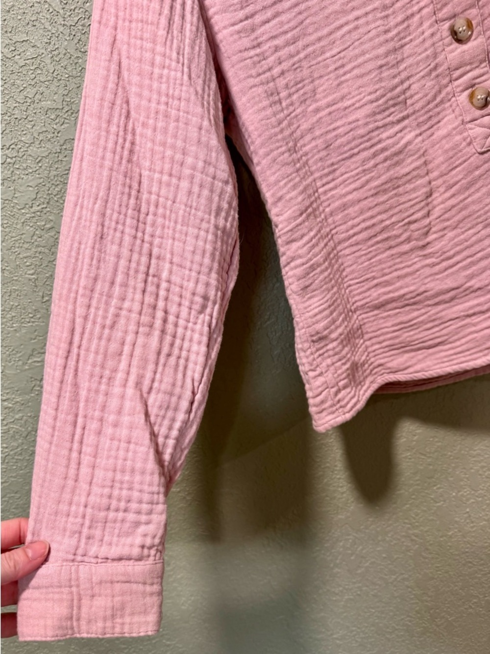 Madewell Pink Button Henley Blouse Size XS - Picture 3 of 7